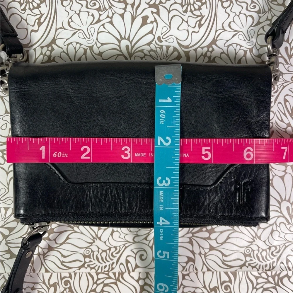 Frye Melissa Crossbody Stadium Bag Purse Black Leather - Picture 11 of 12